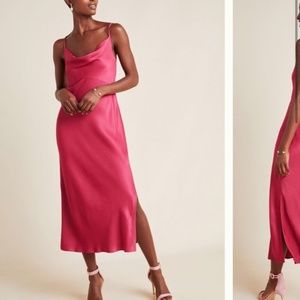 Anthropologie Elyse Bias Slip Dress - Pink/Magenta